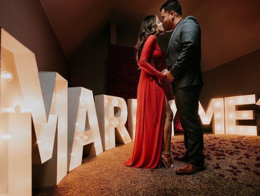 Marry Me Marquee letters Proposal Jamaica